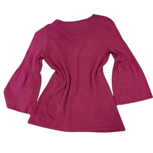 Ann Taylor Loft bell sleeve cranberry Italian Wool lightweight sweater small - Picture 3 of 5